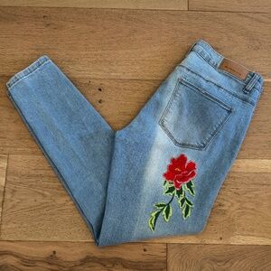 ONLY Blue Denim Embroidered Skinny Jeans